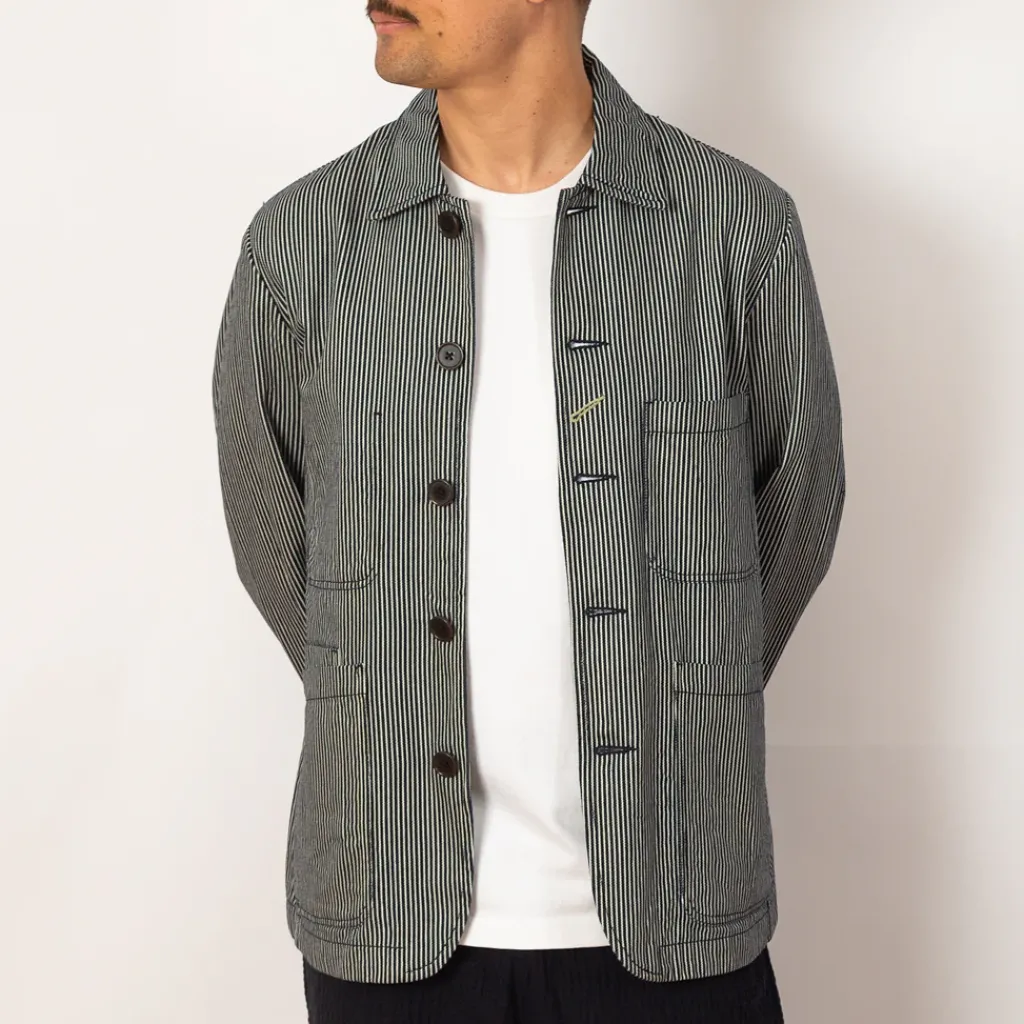 Jackets|Universal Works Bakers Jacket - Hickory Stripe Denim