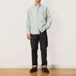 Shirts|Danton B.D. L/S Shirt - Green/White stripe