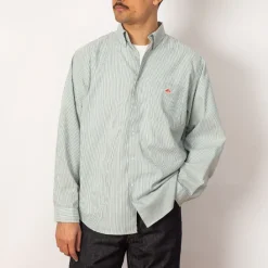 Shirts|Danton B.D. L/S Shirt - Green/White stripe