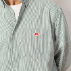 Shirts|Danton B.D. L/S Shirt - Green/White stripe