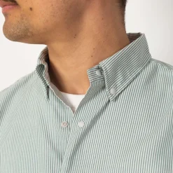 Shirts|Danton B.D. L/S Shirt - Green/White stripe