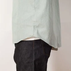 Shirts|Danton B.D. L/S Shirt - Green/White stripe