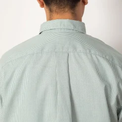 Shirts|Danton B.D. L/S Shirt - Green/White stripe