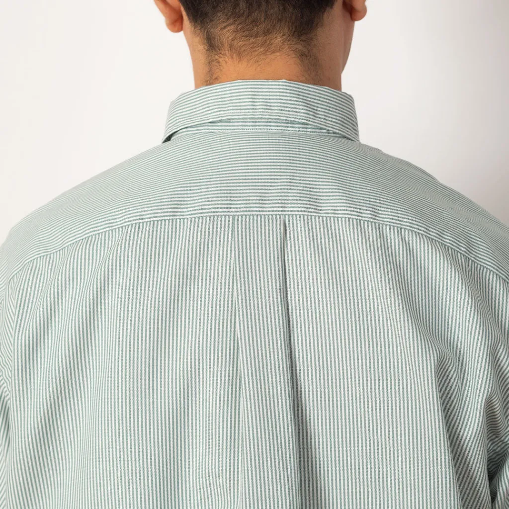 Shirts|Danton B.D. L/S Shirt - Green/White stripe