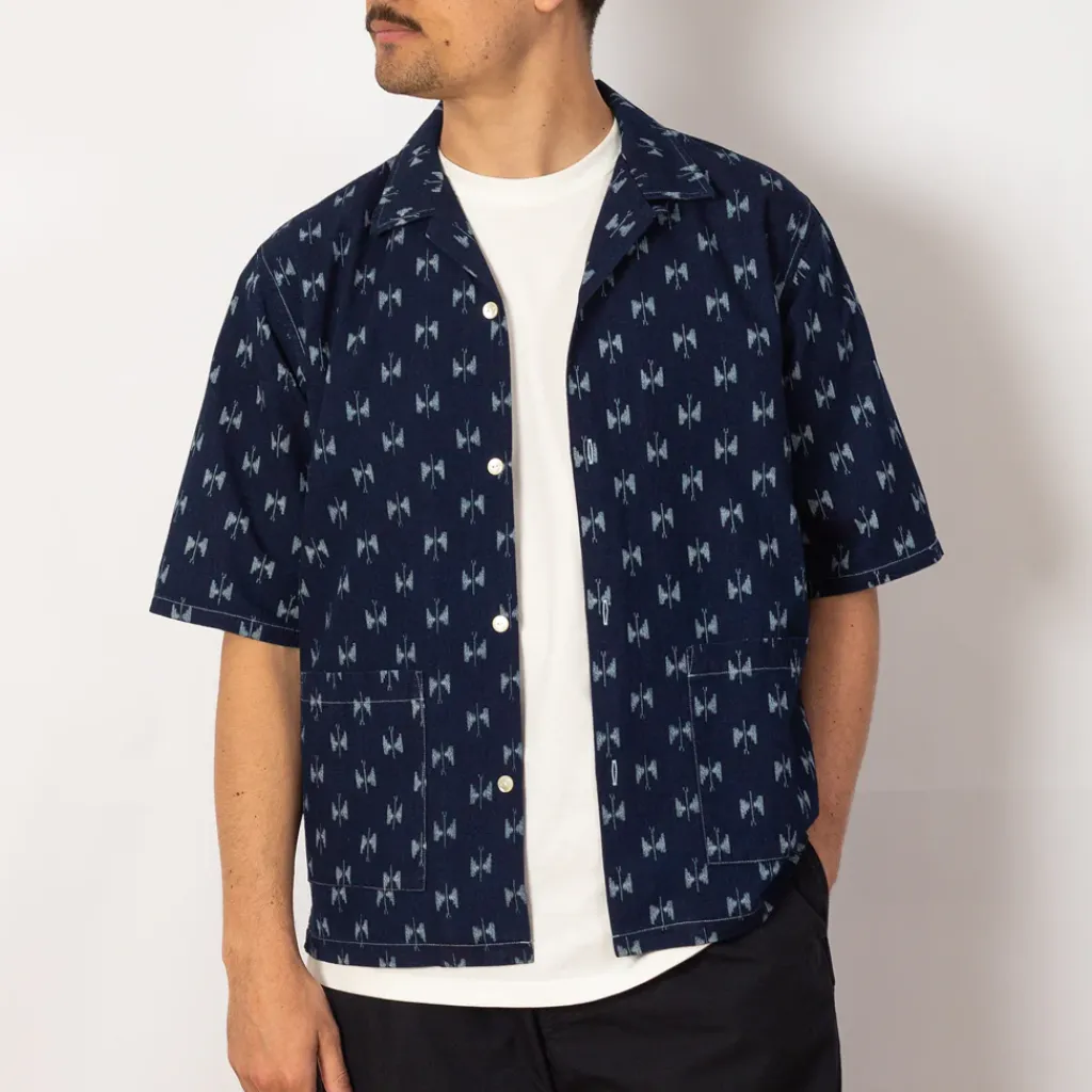 Shirts|Needles Cabana Shirt Indigo Kasuri - Papillon