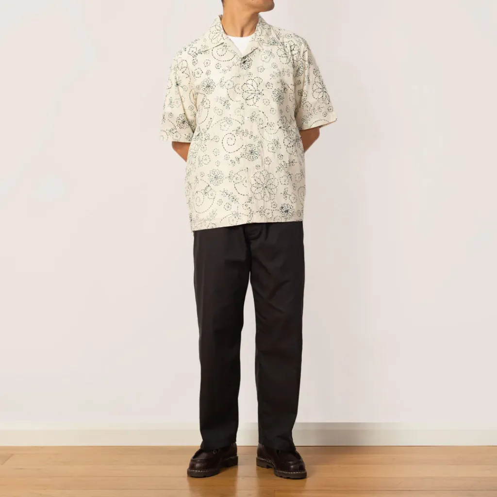 Shirts|Universal Works Camp Shirt - Ecru/Charcoal