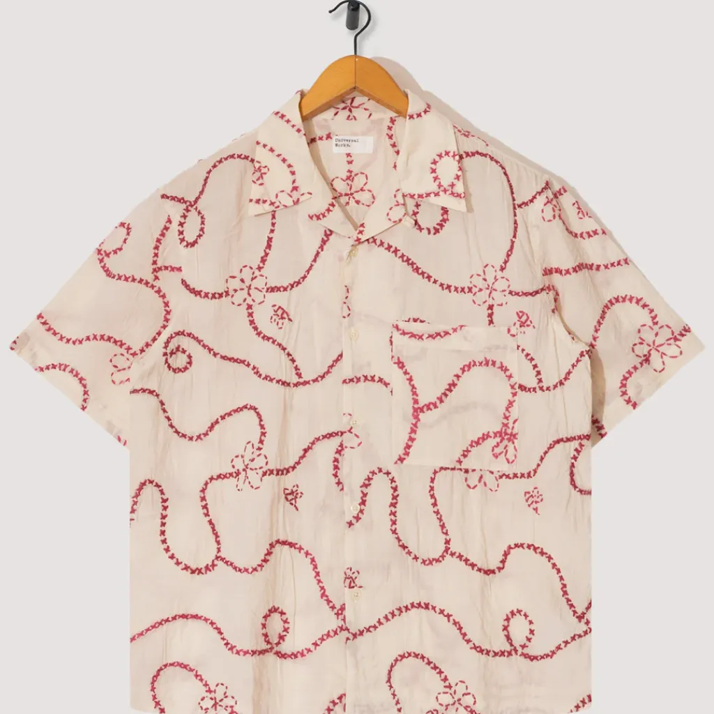 Shirts|Universal Works Camp Shirt - Ecru/Terracotta