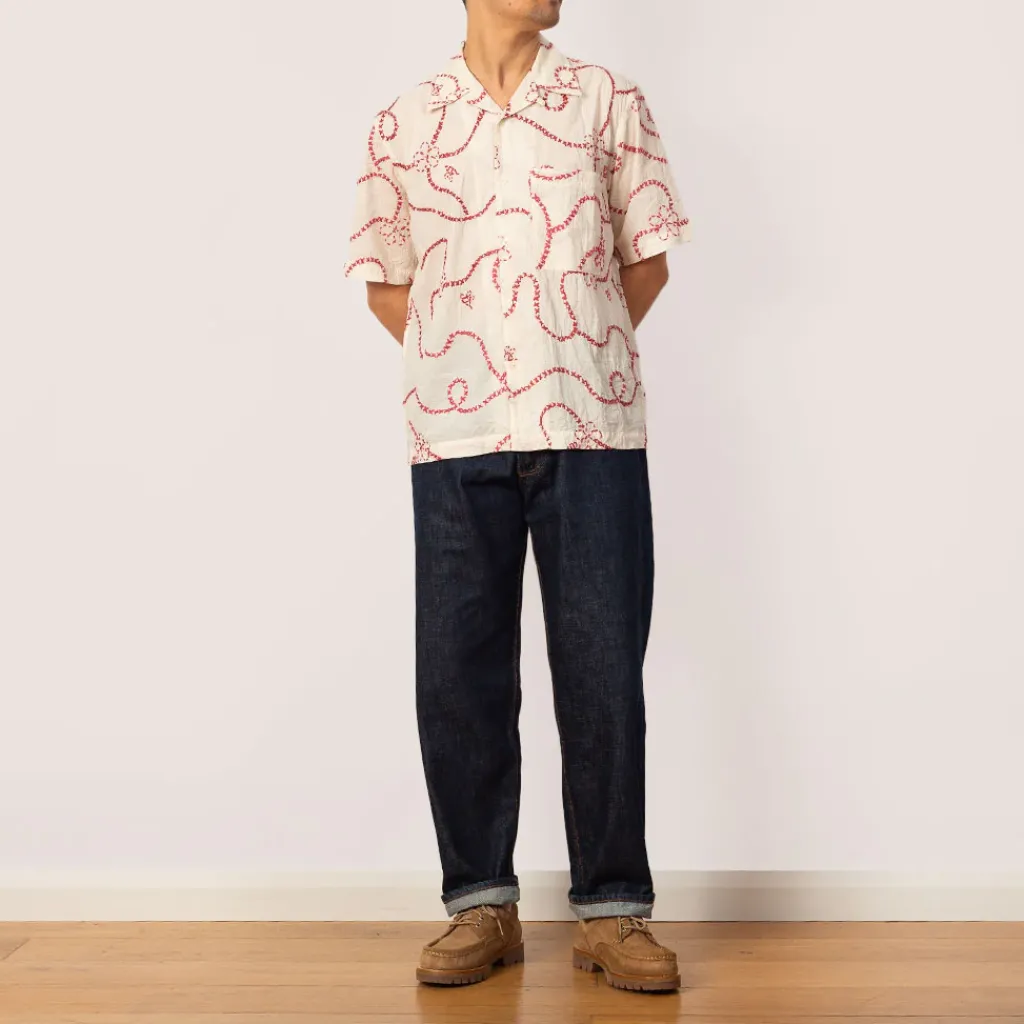 Shirts|Universal Works Camp Shirt - Ecru/Terracotta