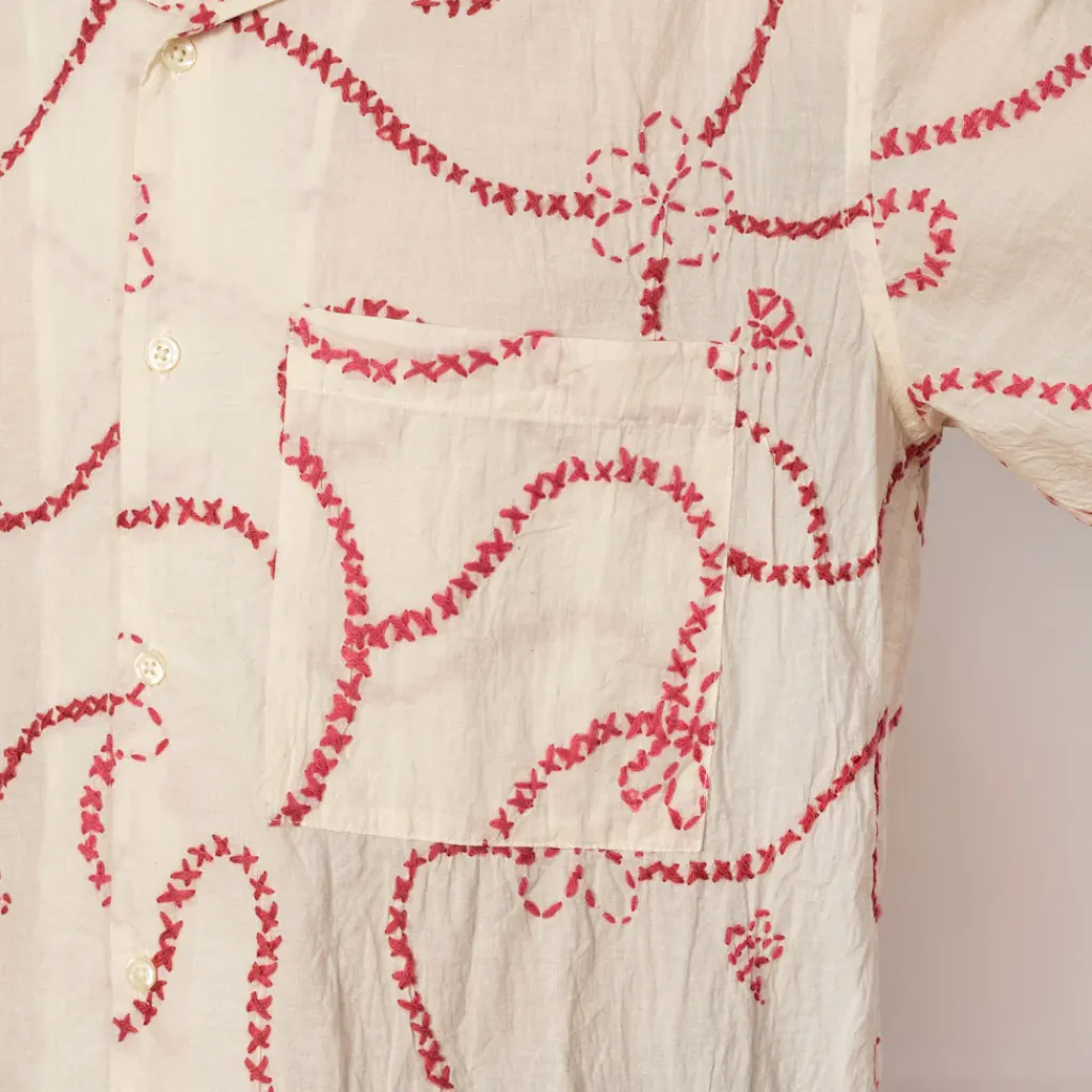 Shirts|Universal Works Camp Shirt - Ecru/Terracotta