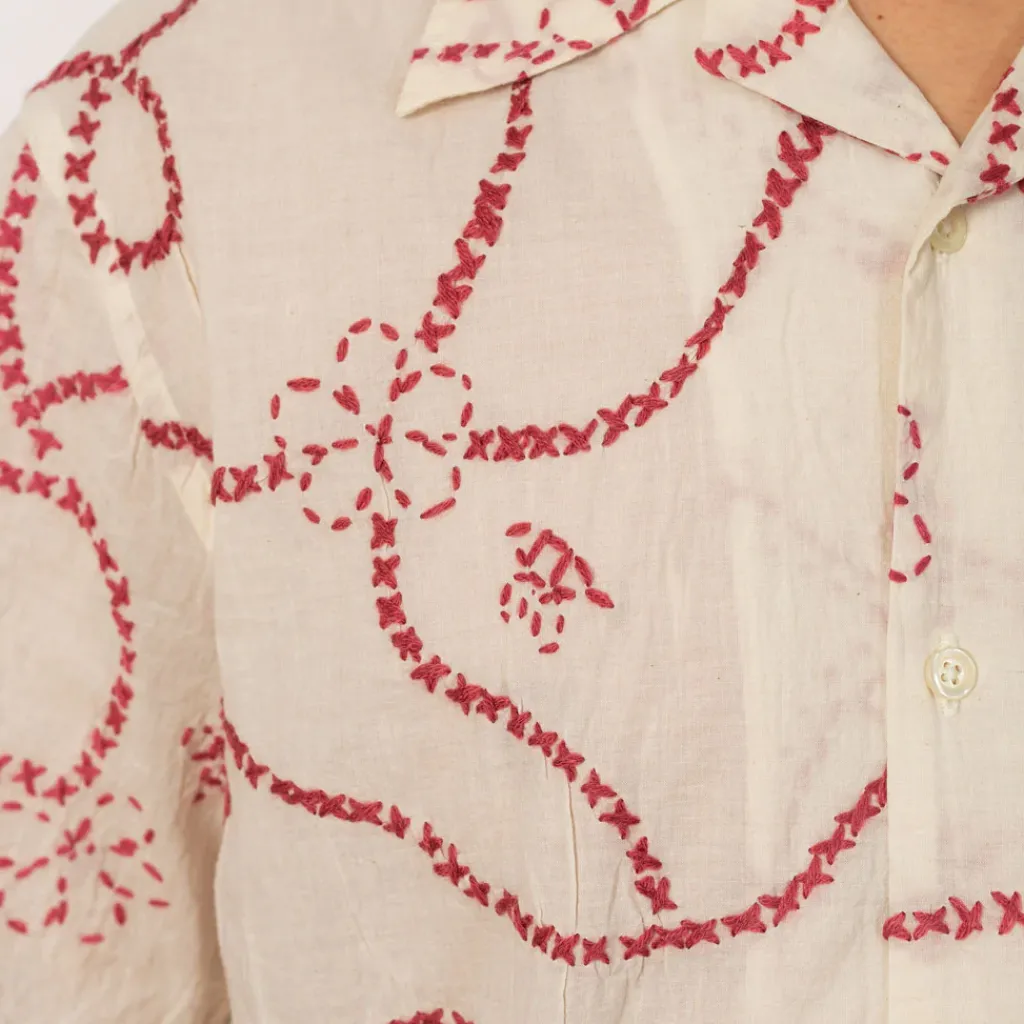 Shirts|Universal Works Camp Shirt - Ecru/Terracotta