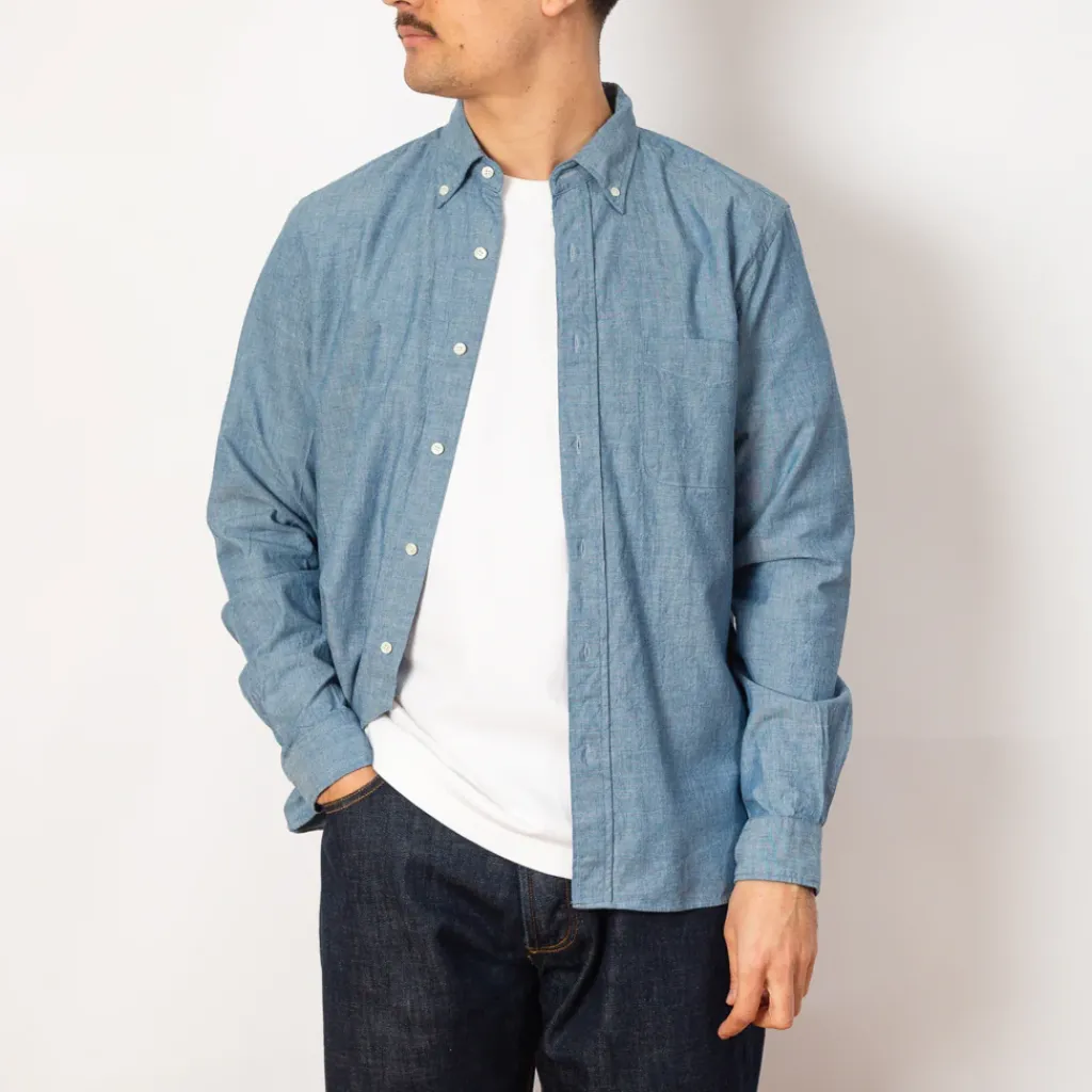 Shirts|Beams Plus Chambray Shirt - Sax