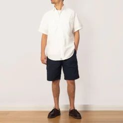 Shirts|OrSlow Chambray Work Shirt Wide Fit S/S - White