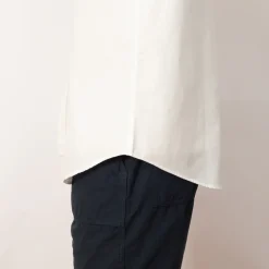 Shirts|OrSlow Chambray Work Shirt Wide Fit S/S - White