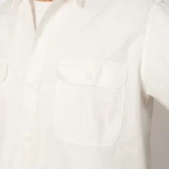 Shirts|OrSlow Chambray Work Shirt Wide Fit S/S - White