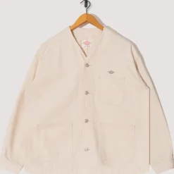 Jackets|Danton Collarless Jacket - Ecru