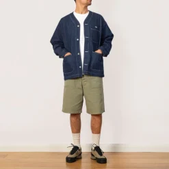 Jackets|Danton Collarless Jacket - Indigo