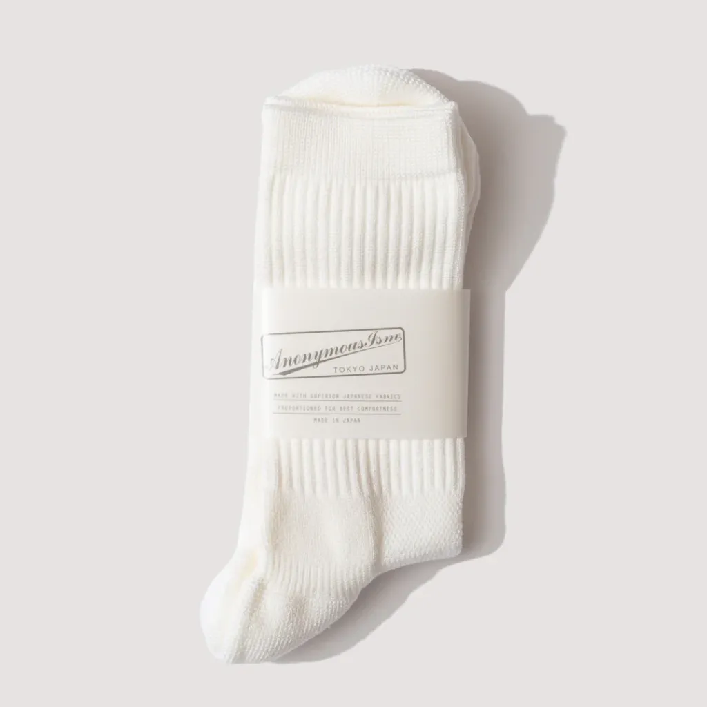 Socks|Anonymous Ism Cupro Wool Pile Half - White
