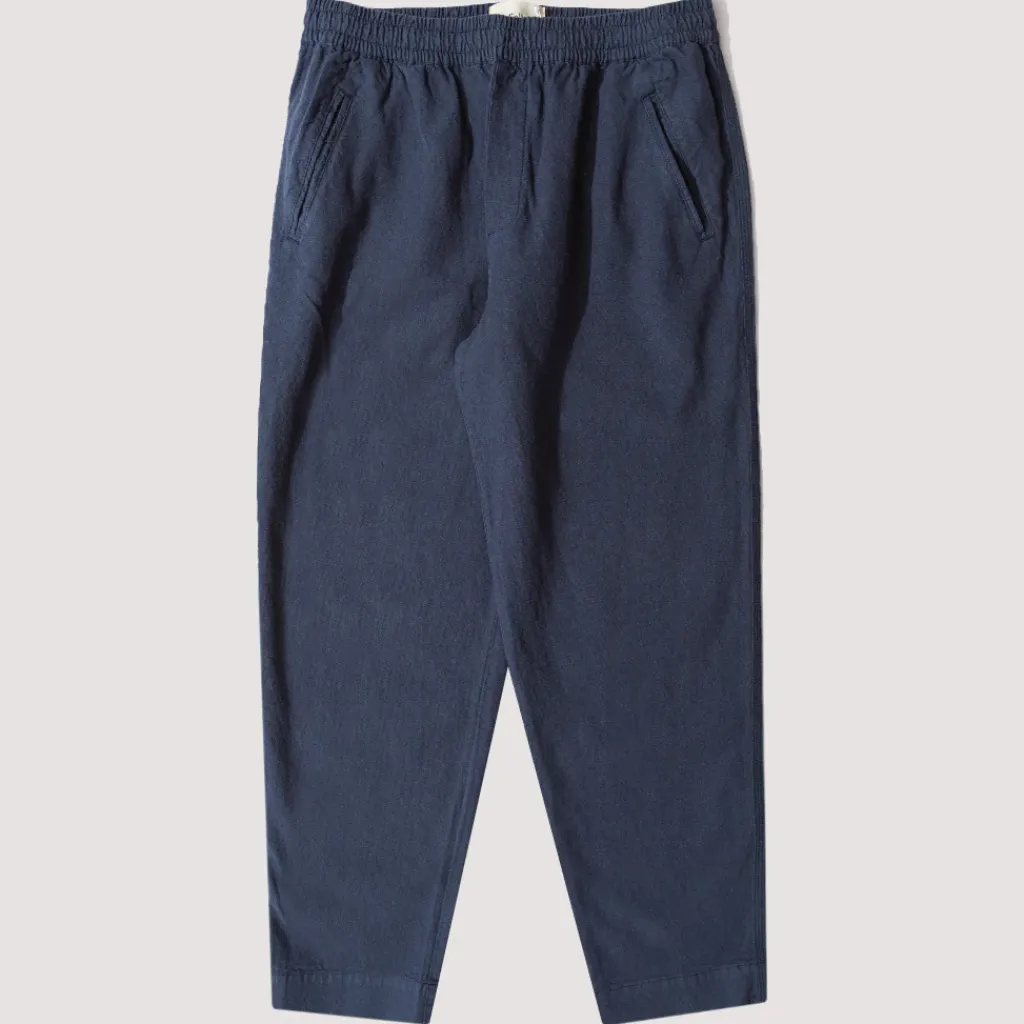 Trousers|Folk Drawcord Assembly Pant - Soft Navy Cotton Linen