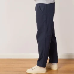 Trousers|Folk Drawcord Assembly Pant - Soft Navy Cotton Linen