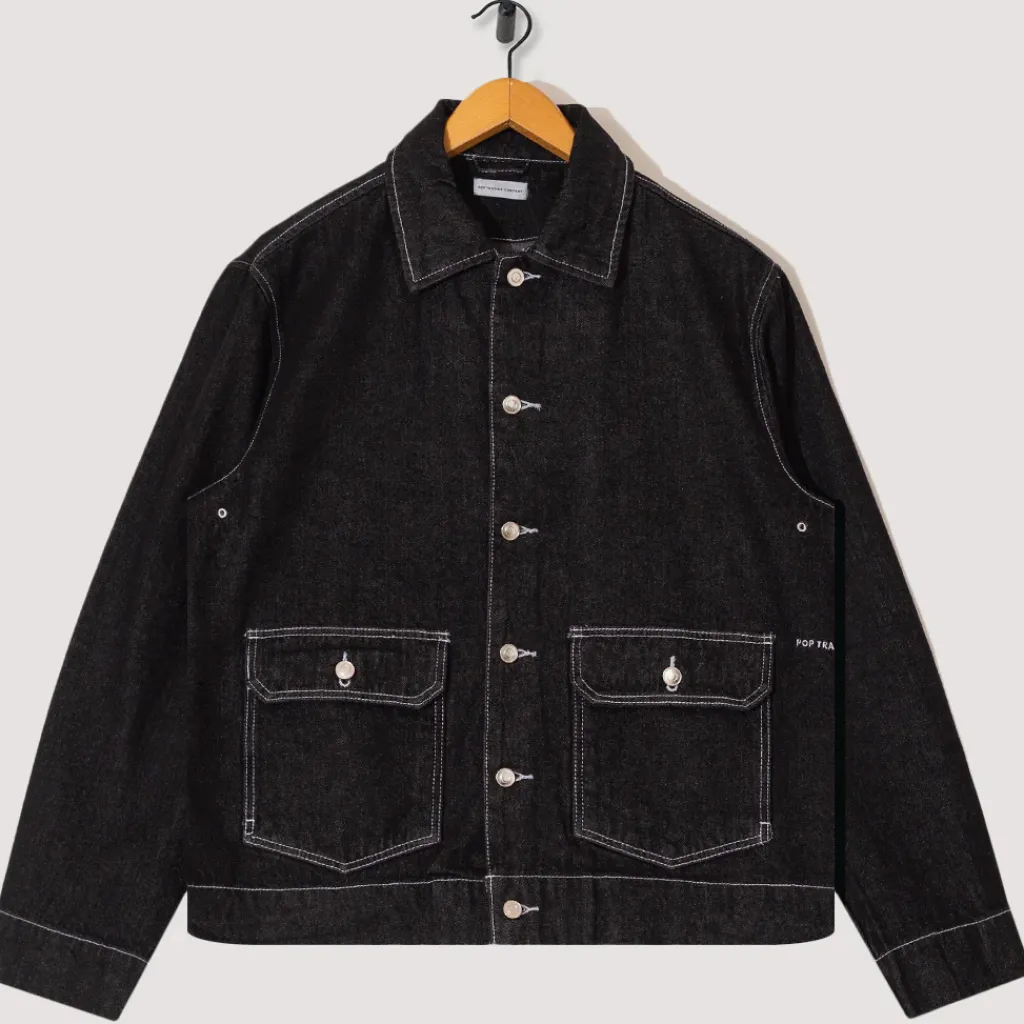 Jackets|Pop Trading Company Full Button Jacket - Black
