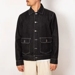 Jackets|Pop Trading Company Full Button Jacket - Black