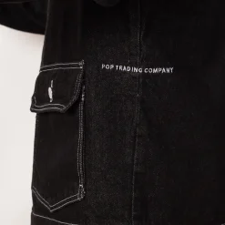 Jackets|Pop Trading Company Full Button Jacket - Black