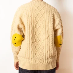Knitwear|Kapital 5G Wool Patch Cardigan - Ecru