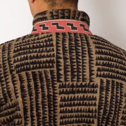 Knitwear|Kapital Hacksaw Block Zip Fleece - Beige