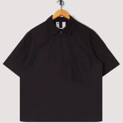 Shirts|MHL By Margaret Howell Half Zip Pull On Shirt - Black