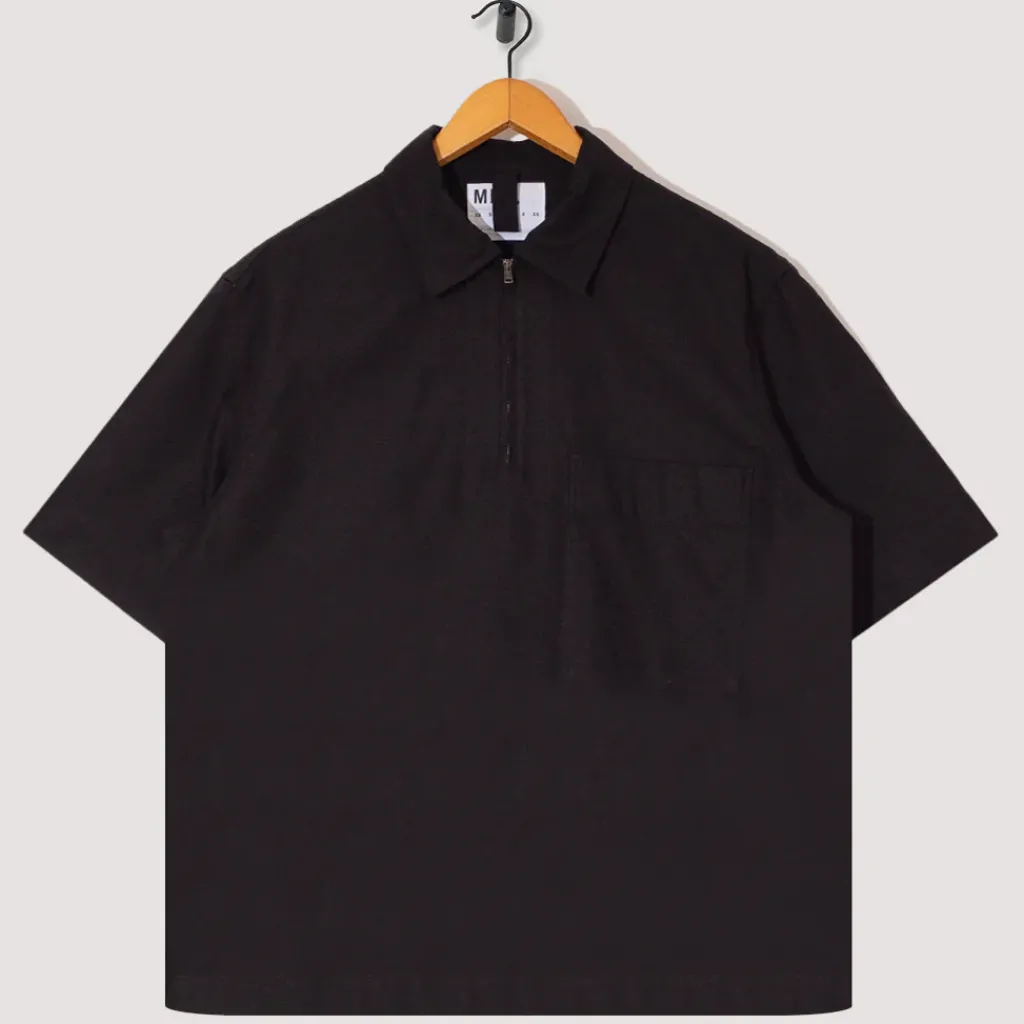 Shirts|MHL By Margaret Howell Half Zip Pull On Shirt - Black