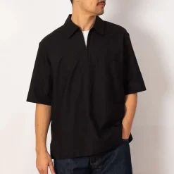 Shirts|MHL By Margaret Howell Half Zip Pull On Shirt - Black