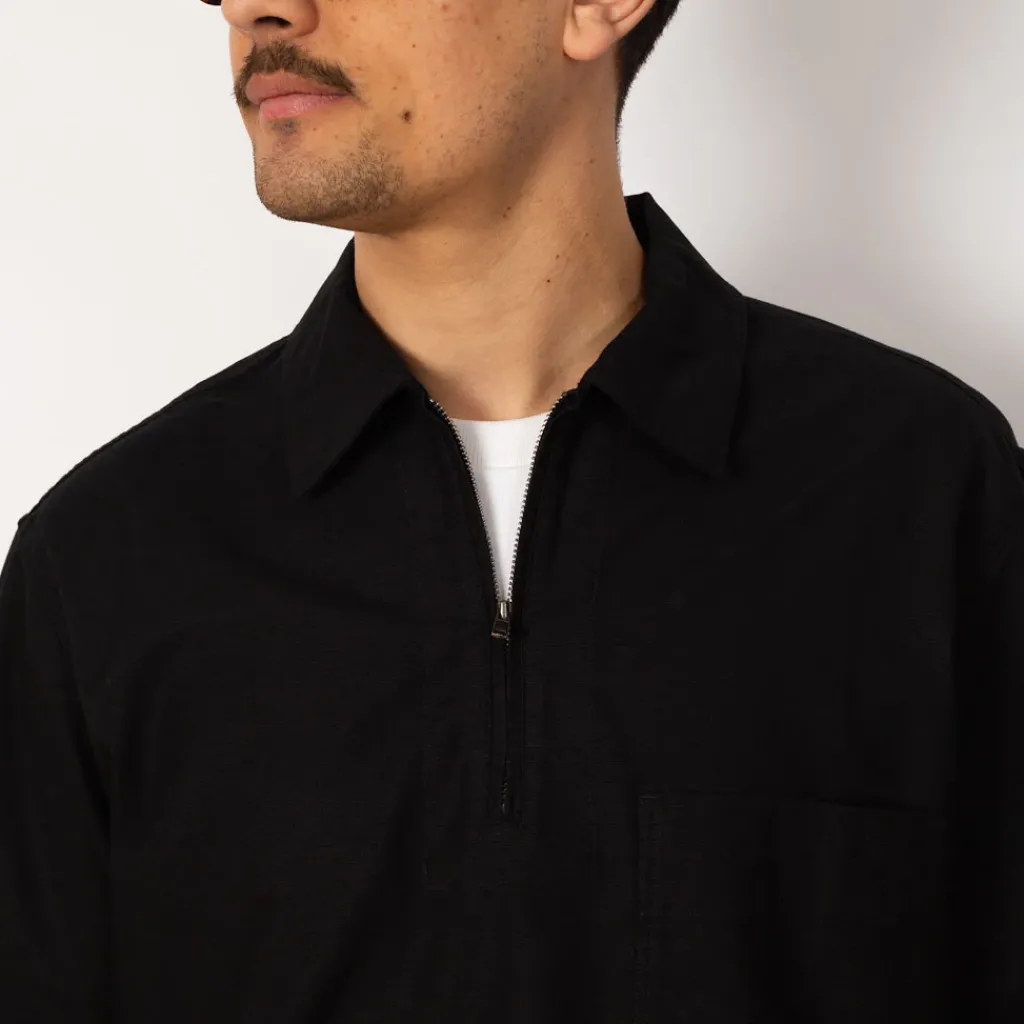 Shirts|MHL By Margaret Howell Half Zip Pull On Shirt - Black