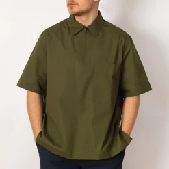 Shirts|MHL By Margaret Howell Half Zip Pull On Shirt - Grass
