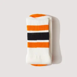 Socks|Kapital Happy Heel Skaters Knee High Socks - White/Orange