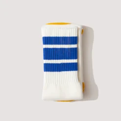 Socks|Kapital Happy Heel Skaters Knee High Socks - White/Blue