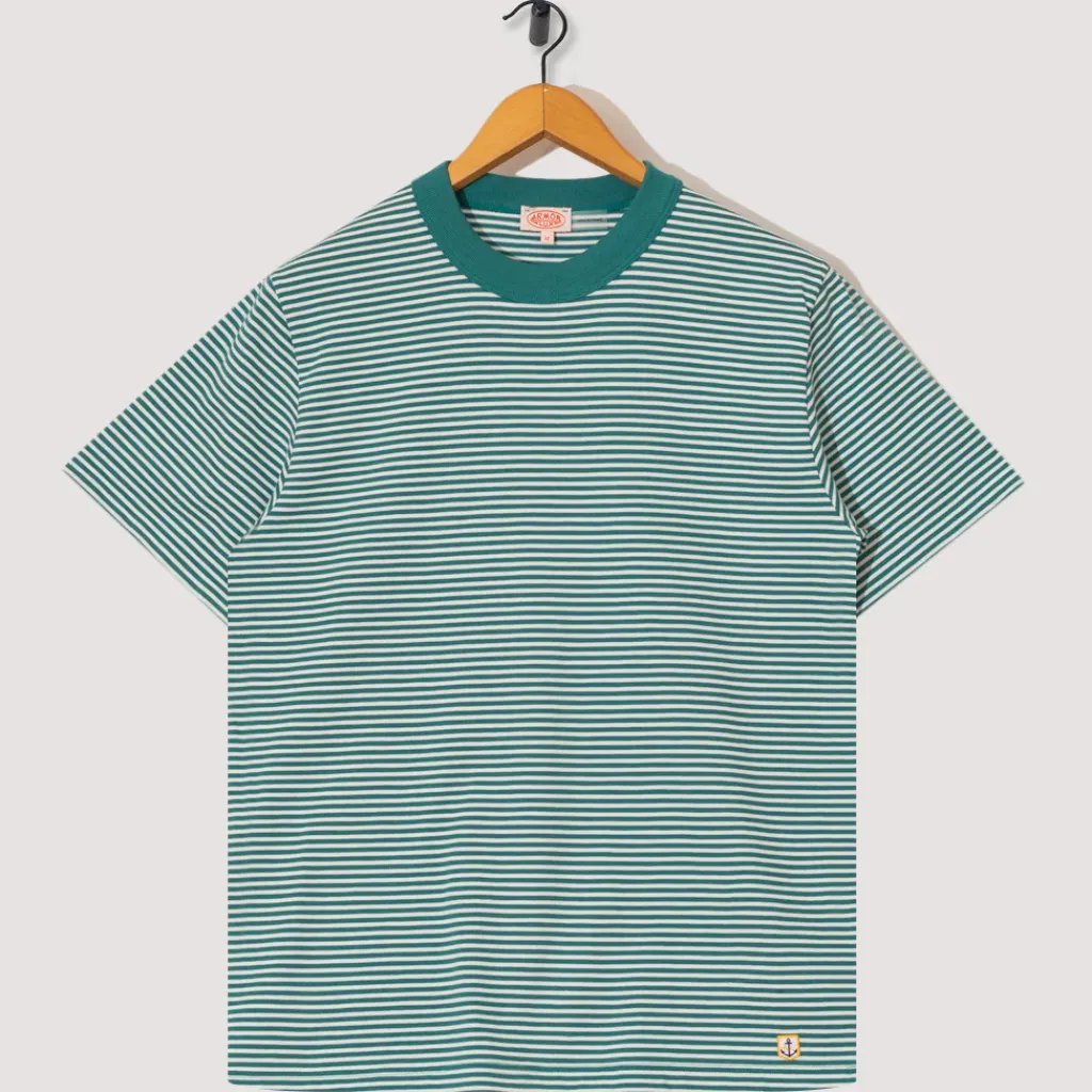 T-Shirts|Armor Lux Heritage Striped T-Shirt - Deep Jungle/Milk