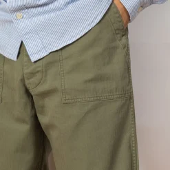 Trousers|OrSlow Herringbone Fatigue Pants - Green