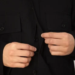 Shirts|Auralee Herringbone Overshirt - Black