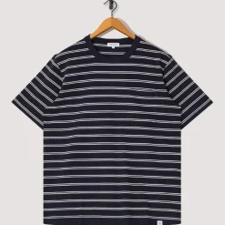 T-Shirts|Norse Projects Holger Organic Sailor Stripe Pocket Tee - Dark Navy