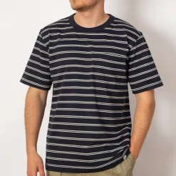 T-Shirts|Norse Projects Holger Organic Sailor Stripe Pocket Tee - Dark Navy