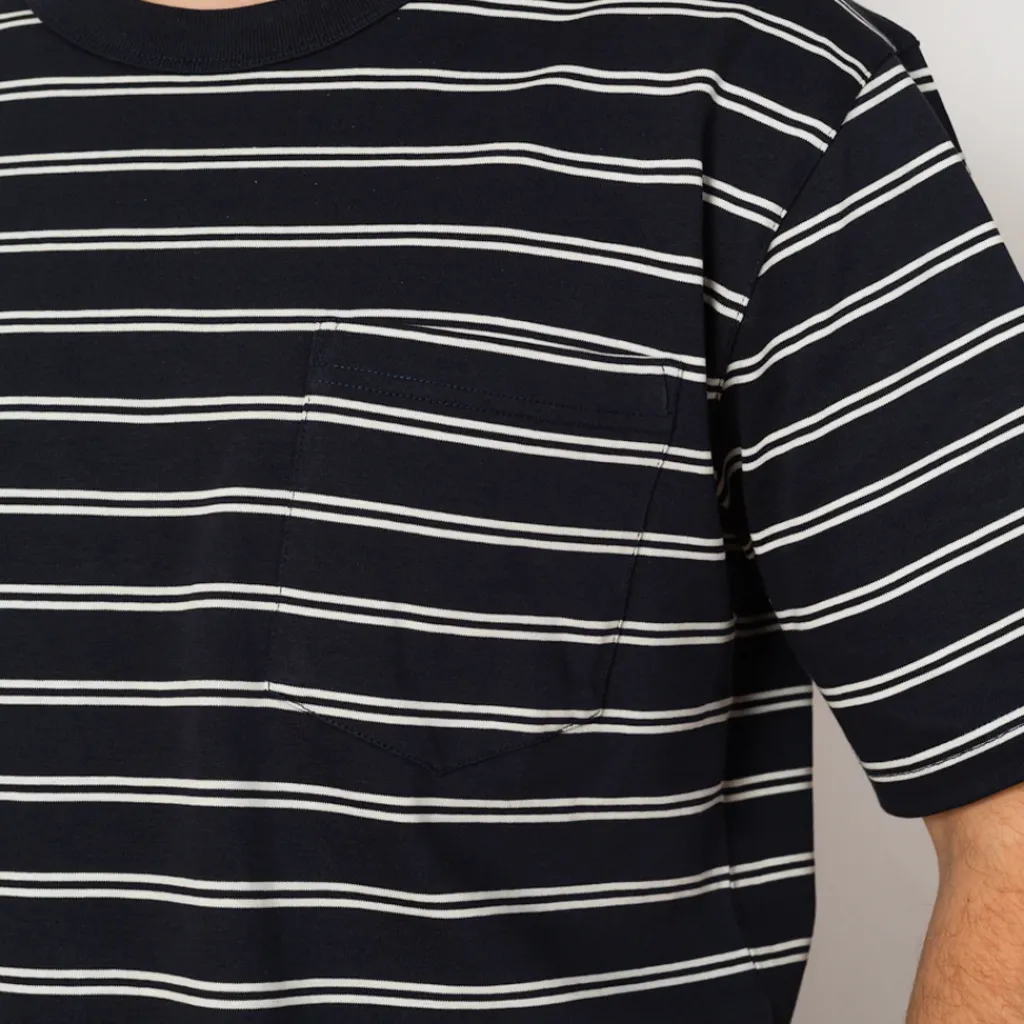 T-Shirts|Norse Projects Holger Organic Sailor Stripe Pocket Tee - Dark Navy