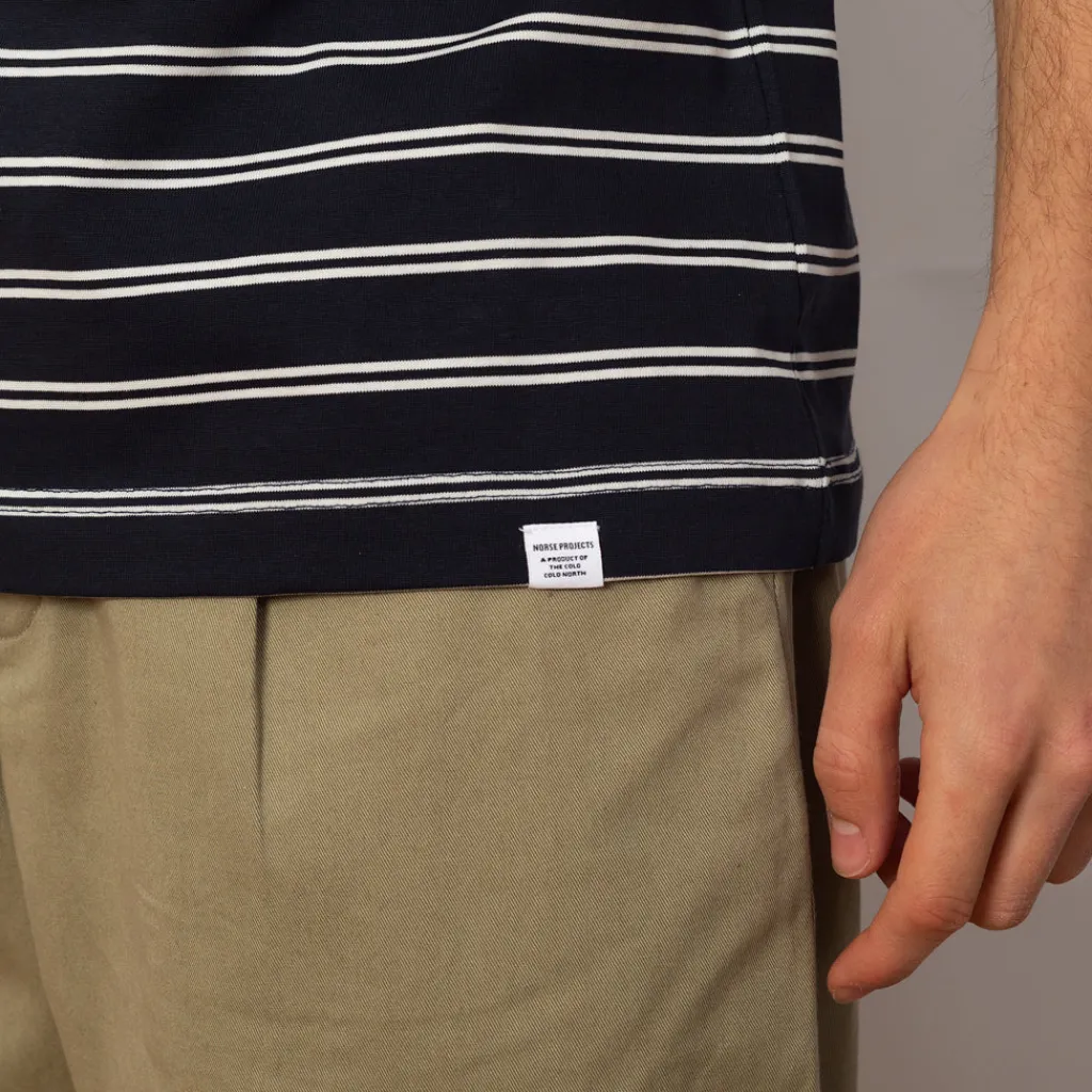 T-Shirts|Norse Projects Holger Organic Sailor Stripe Pocket Tee - Dark Navy