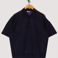 Knitwear|Auralee Kid Mohair Knit Polo - Navy
