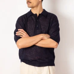 Knitwear|Auralee Kid Mohair Knit Polo - Navy