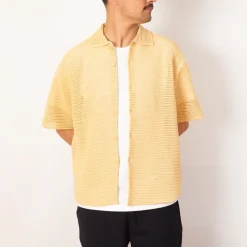 Shirts|Auralee Knit Half Sleeve Shirt - White Yellow