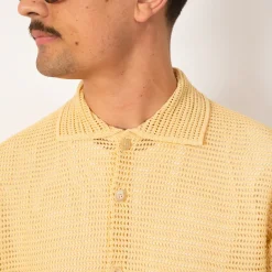 Shirts|Auralee Knit Half Sleeve Shirt - White Yellow