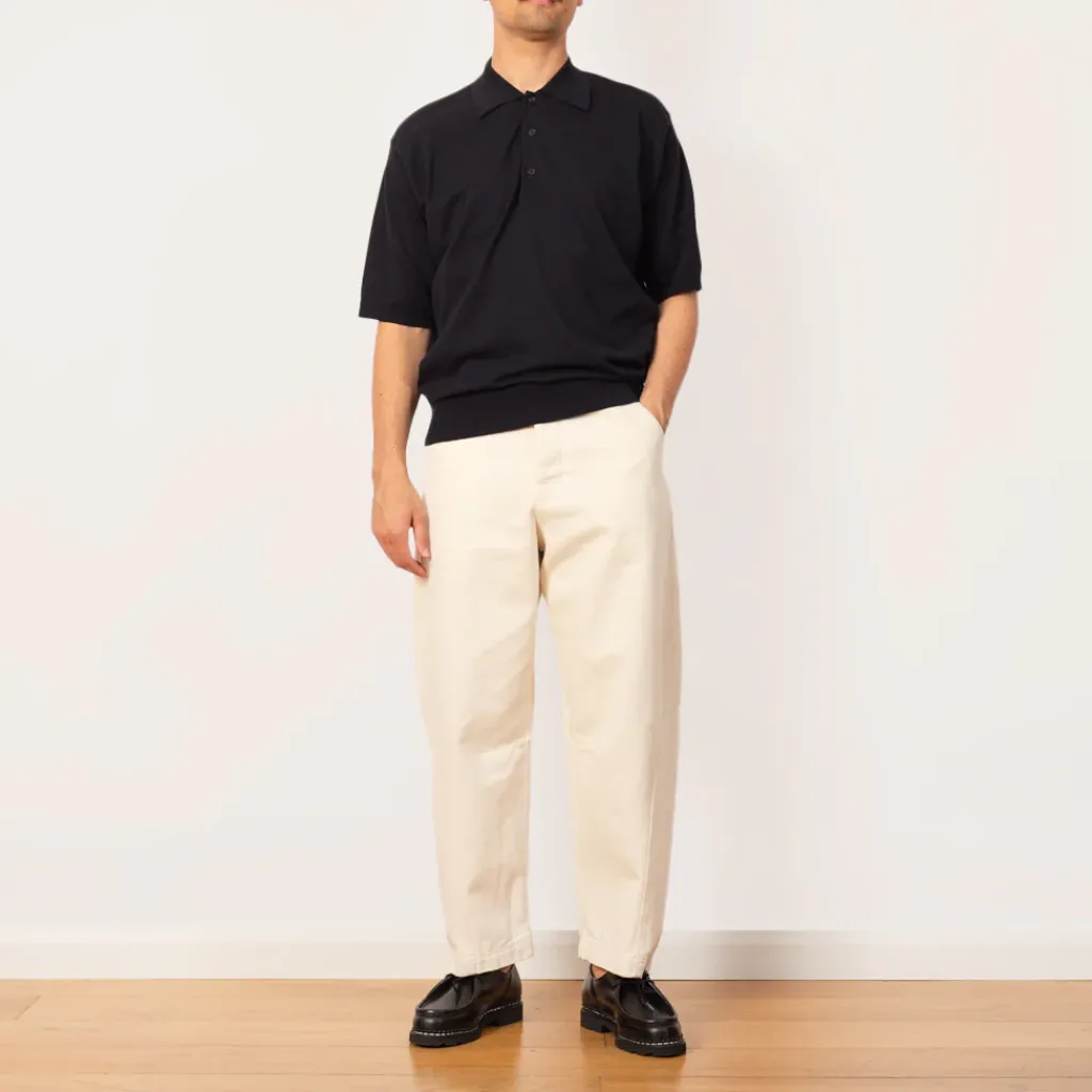 Knitwear|Auralee Knit Polo - Dark Navy