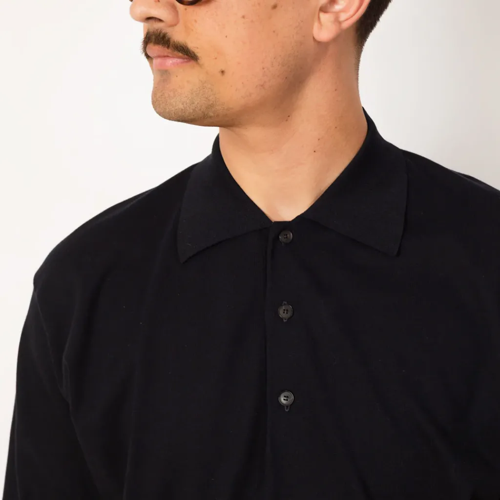 Knitwear|Auralee Knit Polo - Dark Navy