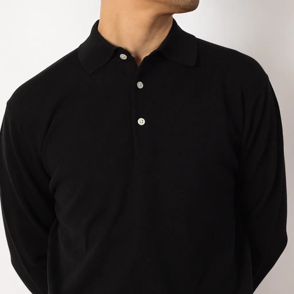 Shirts|Beams Plus Knit Polo 12G - Black