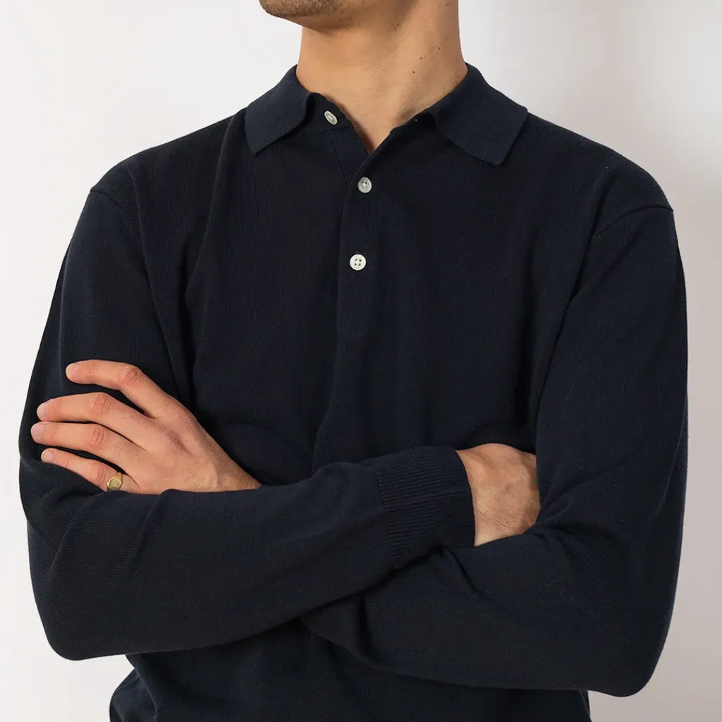 Shirts|Beams Plus Knit Polo 12G - Navy